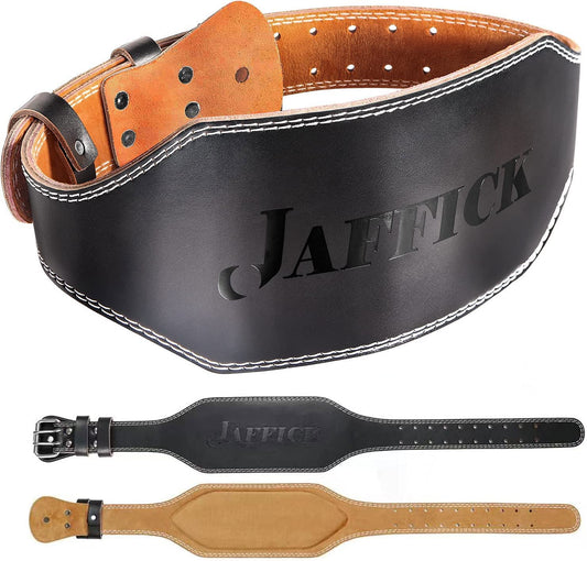 Genuine Leather Weight Lifting Belt for Men Gym Weight Belt Lumbar Back Jaffick Support Powerlifting Weightlifting Heavy Duty Workout Training Strength Training Equipment