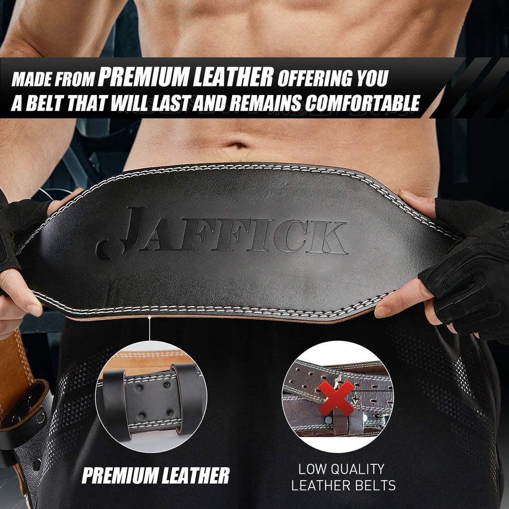 Genuine Leather Weight Lifting Belt for Men Gym Weight Belt Lumbar Back Jaffick Support Powerlifting Weightlifting Heavy Duty Workout Training Strength Training Equipment