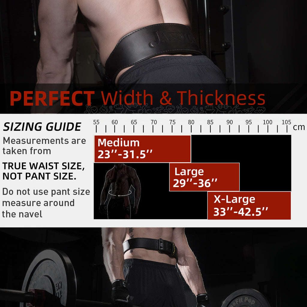 Genuine Leather Weight Lifting Belt for Men Gym Weight Belt Lumbar Back Jaffick Support Powerlifting Weightlifting Heavy Duty Workout Training Strength Training Equipment