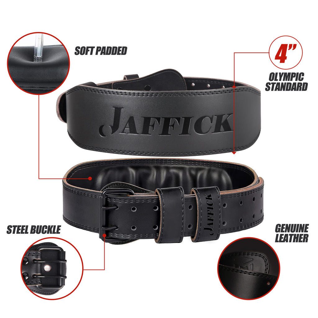 Jaffick Weight lifting Belt for 7MM Leather Pro Power Gym Belt Heavy Duty 4 Inch Wide Strong Stabilizing Back Support for Men Women Deadlifts Squats Powerlifting Strength Training Athletes